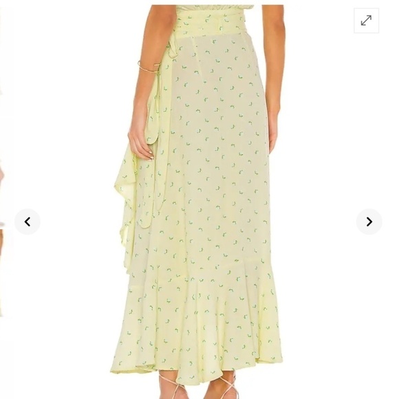 Faithfull the Brand Rare Aubrie Wrap Bow skirt in Bisset Yellow Aqua floral Sz S - Picture 9 of 16